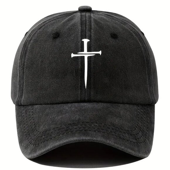 HEPANDY EMBROIDED THREE NAILS CROSS BASEBALL HAT - Picture 1 of 4